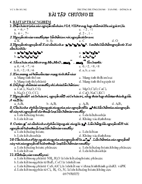 Bài tập chương III - Trắc nghiệm chương 3 hóa 10
